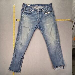 Levis 511 Jeans Mens Selvedge Medium Wash Blue Slim Tapered Whiskers Fits 32x30